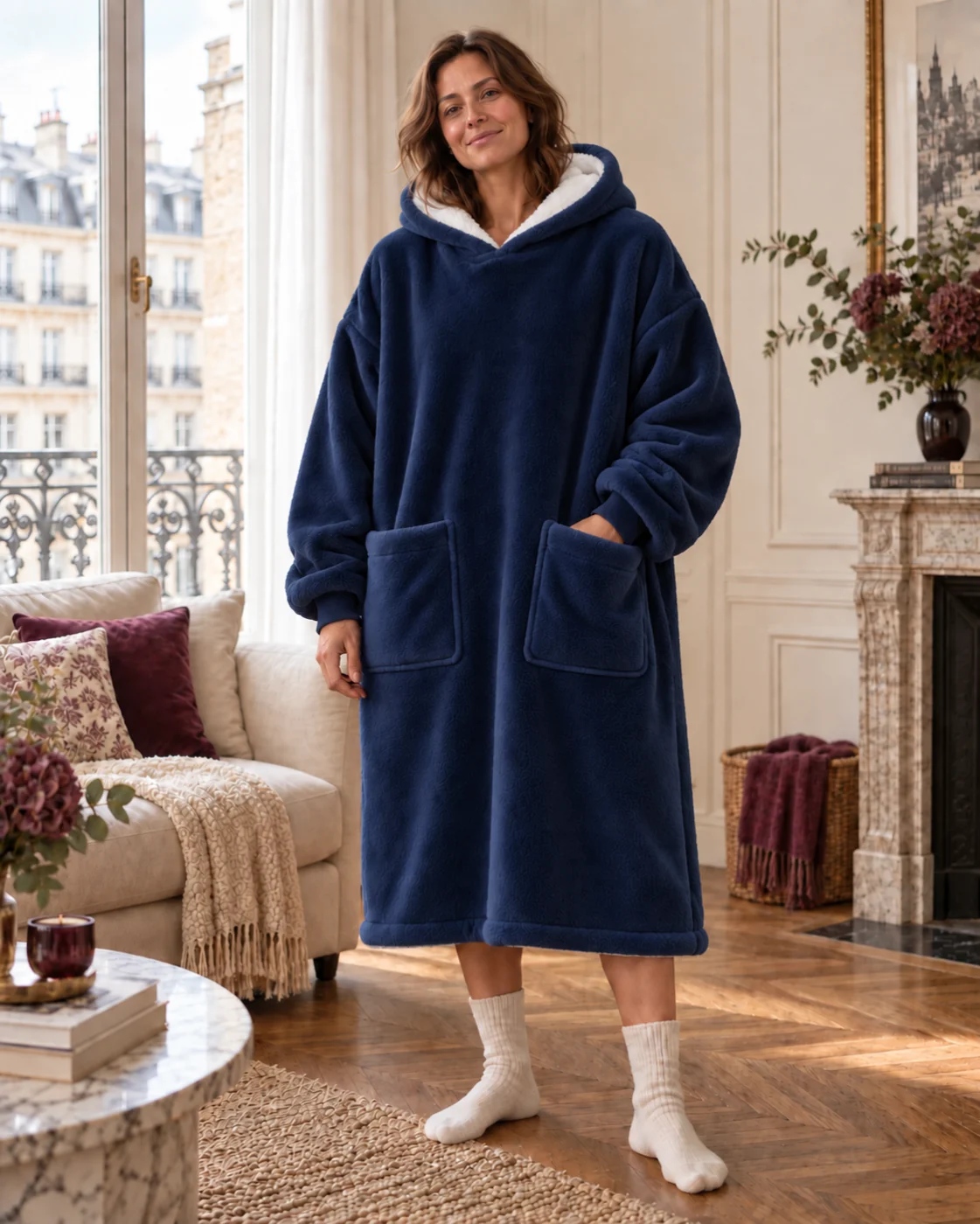 L’Original bleu marine porté par une femme