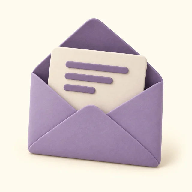 Une enveloppe et le numéro reçu par e-mail
